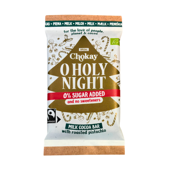 Σοκολάτα Γάλακτος 'O HOLY NIGHT'  Χωρίς Γλουτένη και Χωρίς Ζάχαρη (70g)