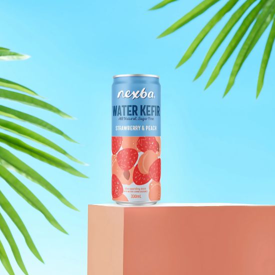 Κεφίρ Νερού Φράουλα - Ροδάκινο Χωρίς Ζάχαρη (330ml)