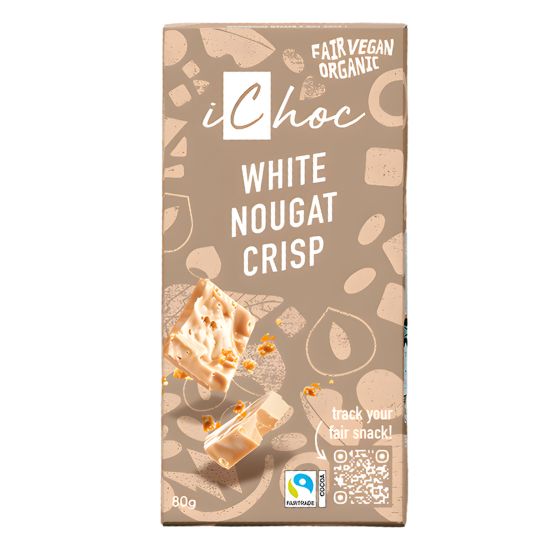 Vegan Σοκολάτα iChoc 'Λευκή με Νουγκατίνα' (80γρ)