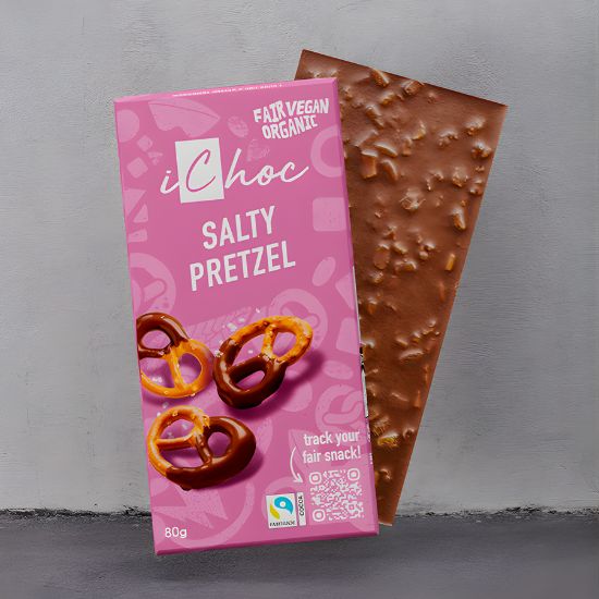 Vegan Σοκολάτα iChoc 'Αλατισμένο Πρέτσελ' (80γρ)
