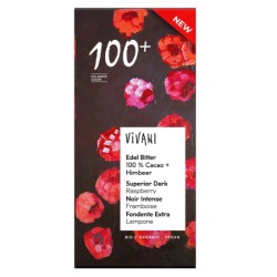 Μαύρη Σοκολάτα 'Superior Dark' με 100% Κακάο και Ράσμπερυ (80g)