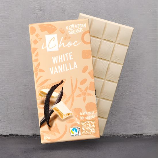 Vegan Σοκολάτα iChoc 'Λευκή με Βανίλια’ (80γρ)