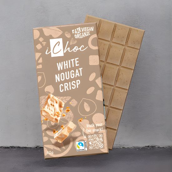 Vegan Σοκολάτα iChoc 'Λευκή με Νουγκατίνα' (80γρ)
