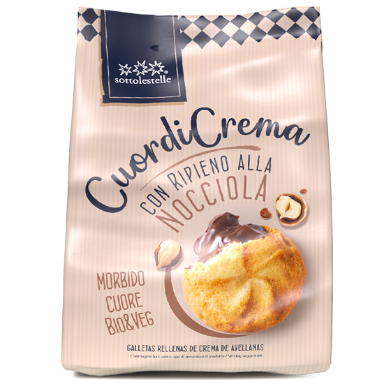 Vegan Μπισκότα 'Cuordi Crema' με Γέμιση Κρέμας Φουντουκιού (200gr)