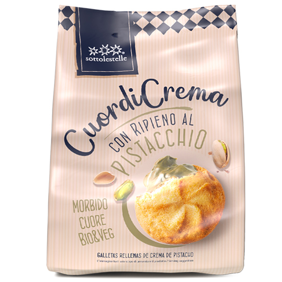 Vegan Μπισκότα 'Cuordi Crema' με Γέμιση Κρέμας Φιστικιού (200gr)